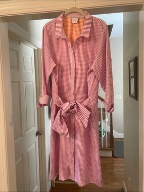 Gretchen Scott Designs Orange & White Gingham Shirt XL